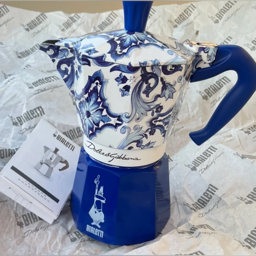 DOLCE & GABBANA BIALETTI ESPRESSO “MOKA EXPRESS” *BLUE/WHITE *NWT $160.00 *6 CUP